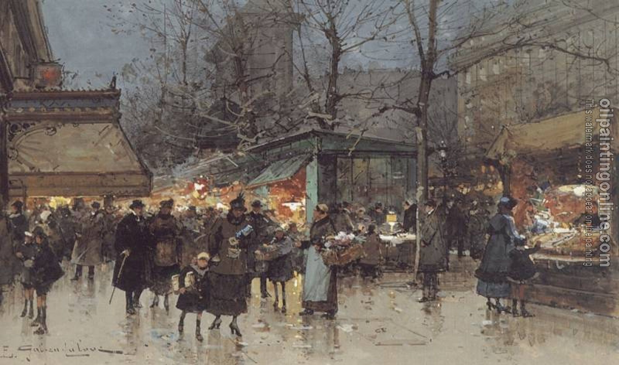 Eugene Galien-Laloue - On a Grand Boulevard at Dusk